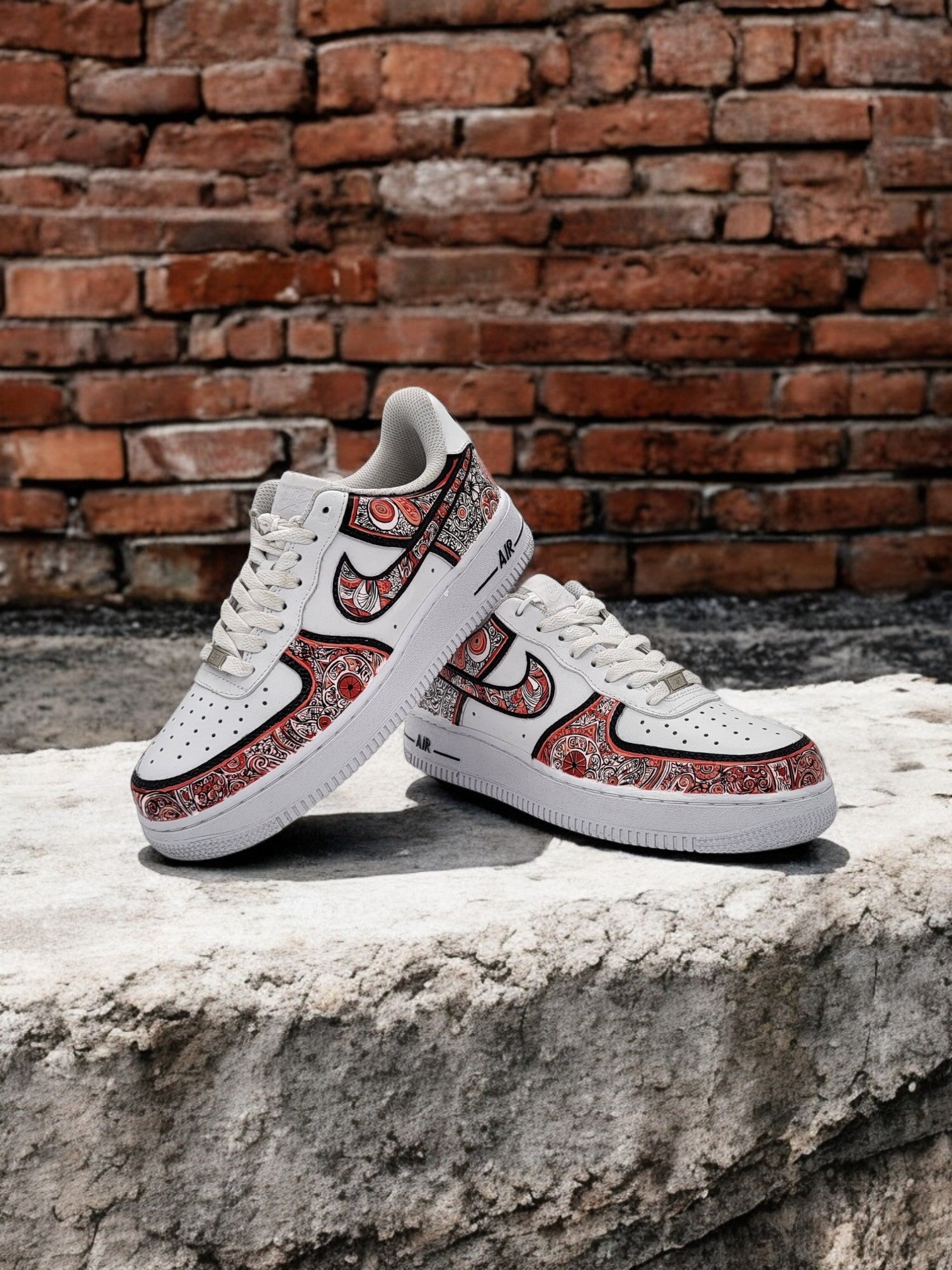 Paisley Custom Sneakers Instagram Nike AIR FORCE LOW ORANGE PAISLEY